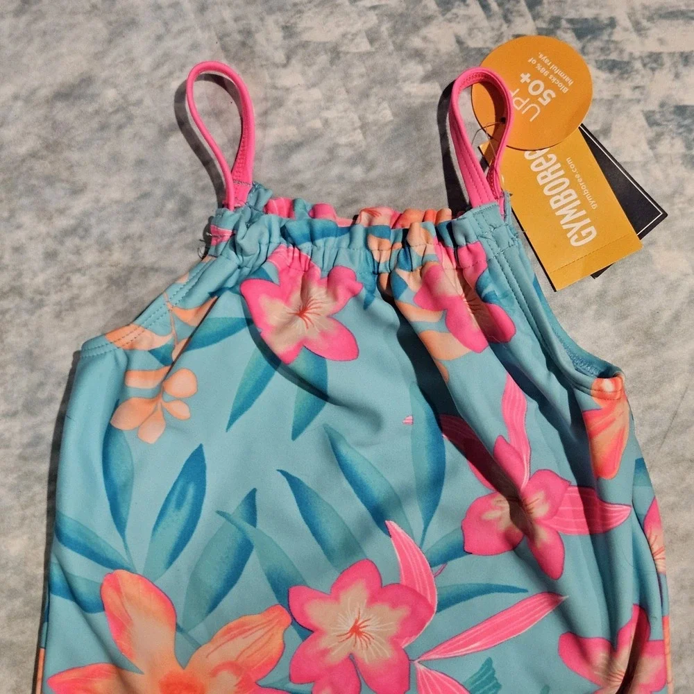 Gymboree Girls One Piece Swimsuit Size 5T Tropical Floral NWT Blue‎ Pink